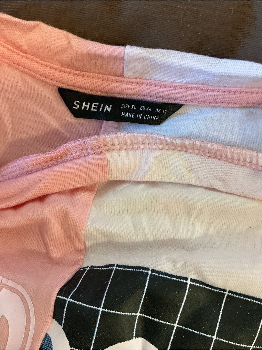 SHEIN Split Pink & White Graphic Long Sleeve Tee - Picture 2 of 3